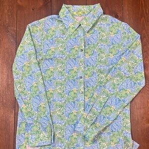 Floral Women's Blouse - Green and Blue